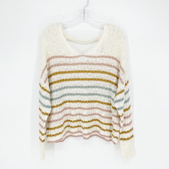 So Stripe V-Neck Knit Sweater Size Large - Picture 1 of 7